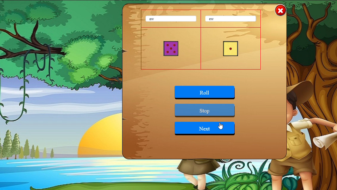 Original Jungle Words dice turn selection