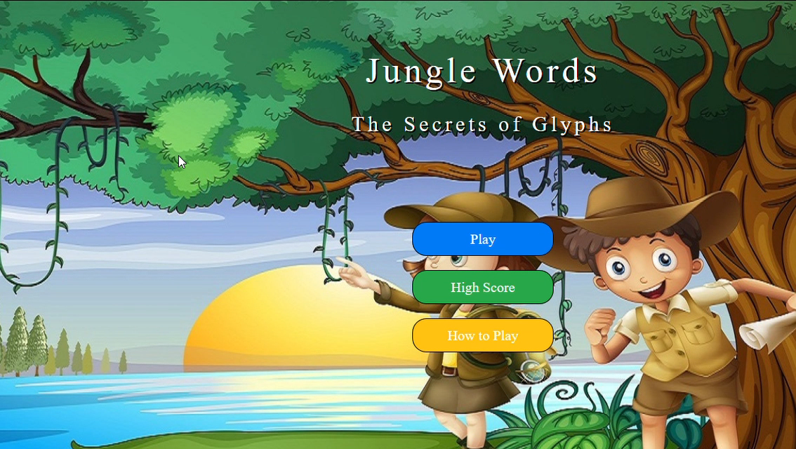 Jungle Words original project menu from 2020